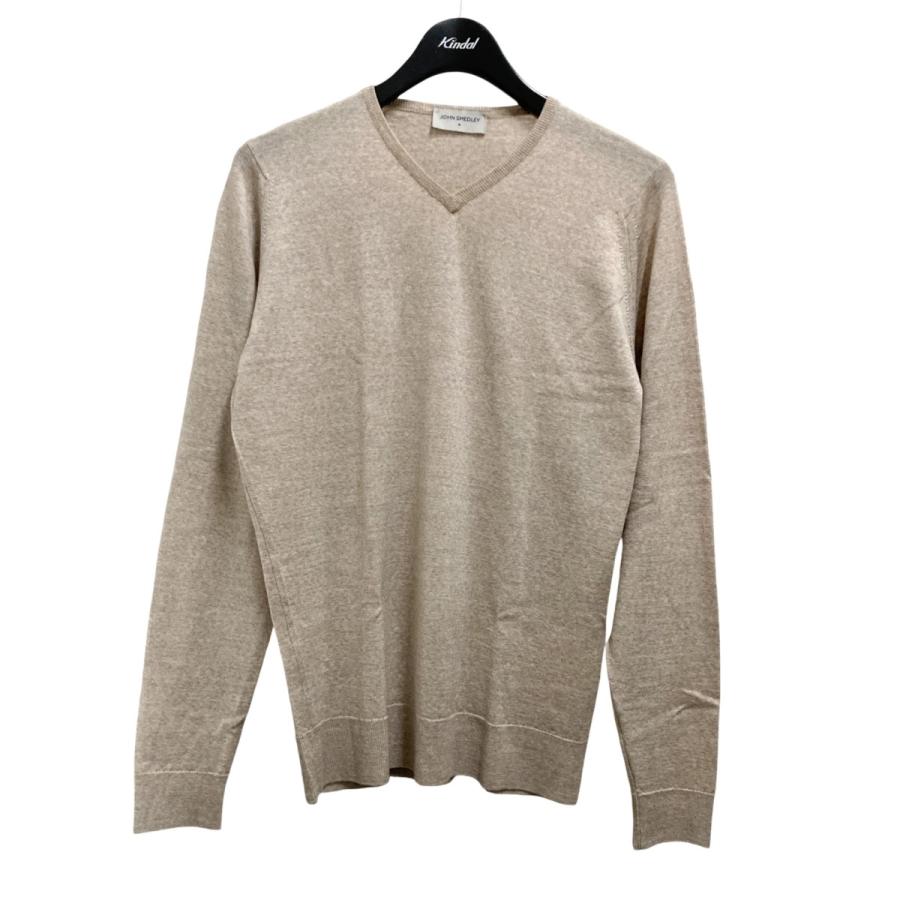 ジョンスメドレー JOHN SMEDLEY Vネックニット ベージュ サイズ：M 