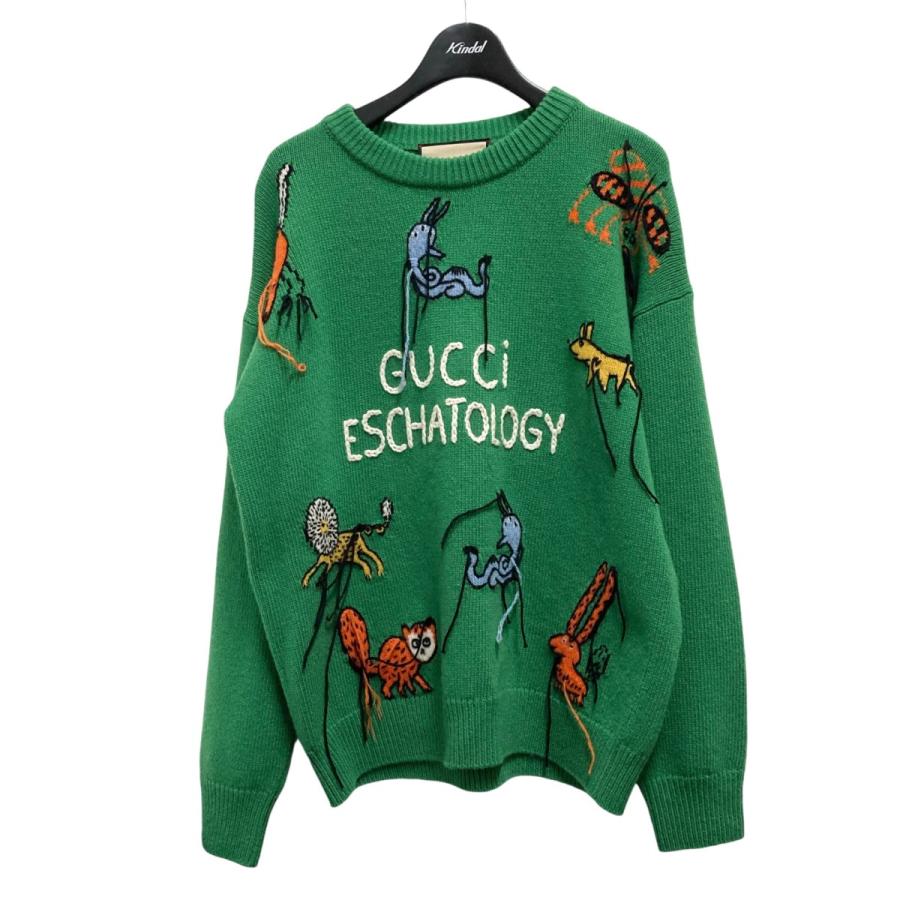 グッチ GUCCI アニマル柄 モチーフニット 653914 XKBYF グリーン 