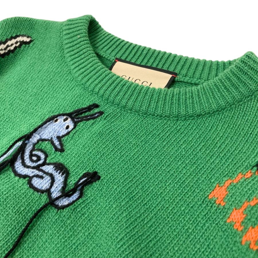 グッチ GUCCI アニマル柄 モチーフニット 653914 XKBYF グリーン 
