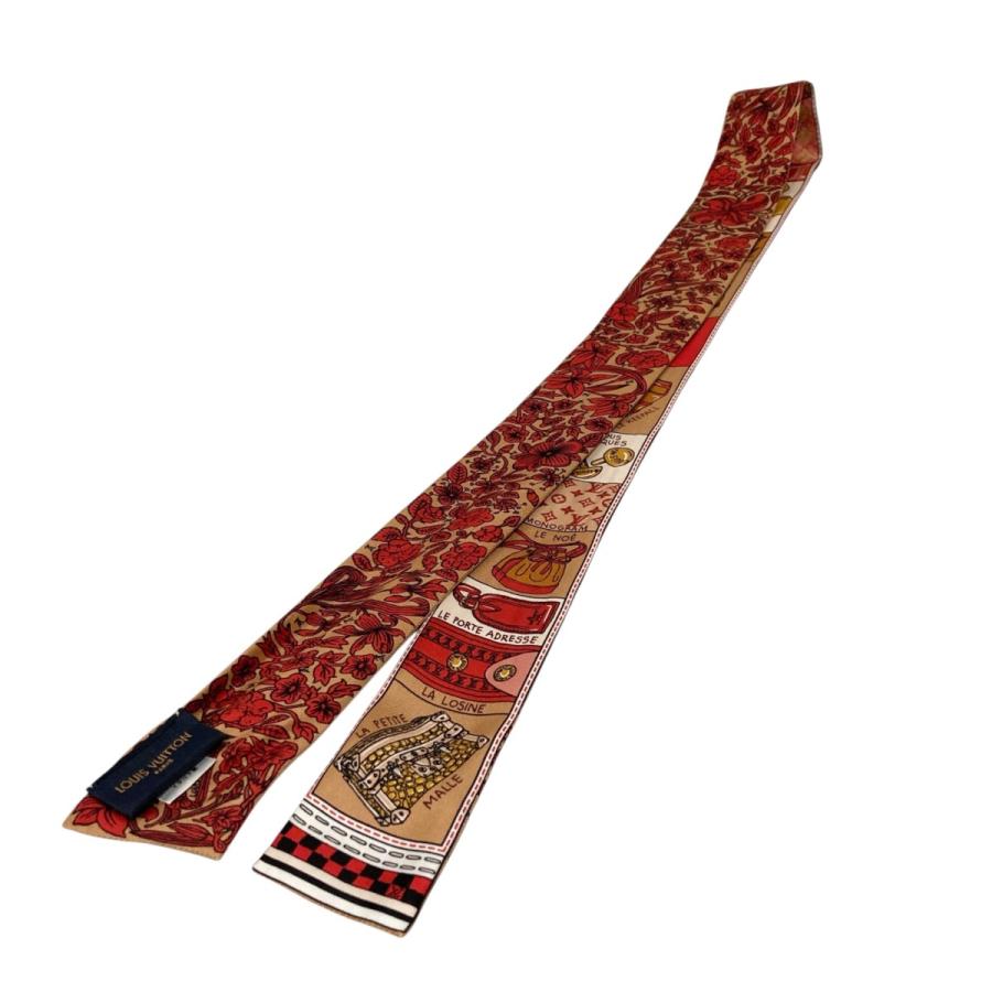 ルイヴィトン　バンドーBB ジュ ドゥ ルイ スカーフ シルク100% レッド LOUIS VUITTON ルイヴィトン バンドーBB・ジュドゥルイ シルク総柄