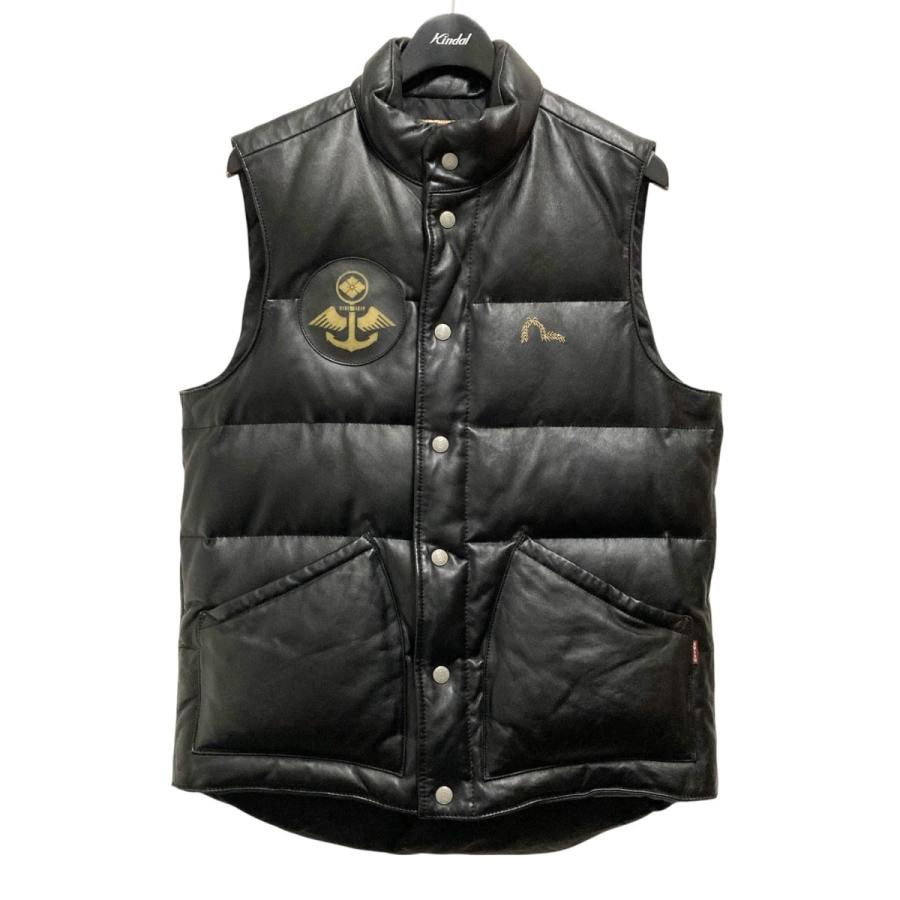 evis ダウンベスト フード付き エヴィス EVISU ダウンベスト ブラック サイズ：38 : カインドオル