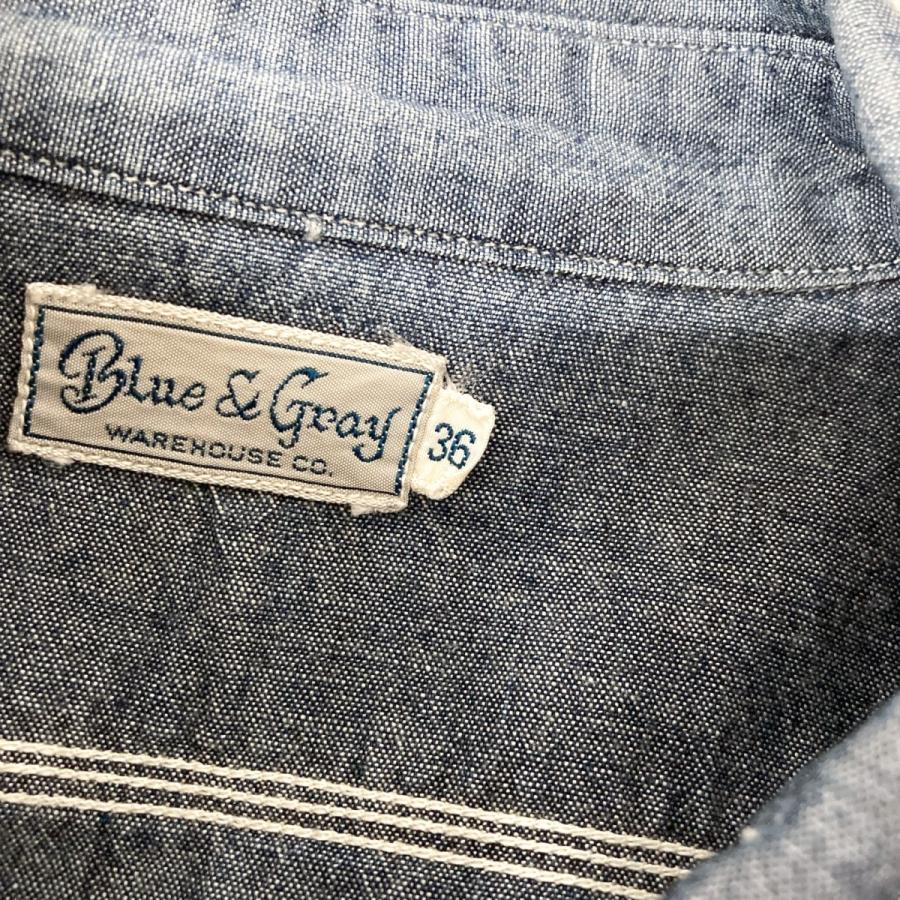 WAREHOUSE ウエアハウス Blue＆Gray ワークシャツ ブルー サイズ：36