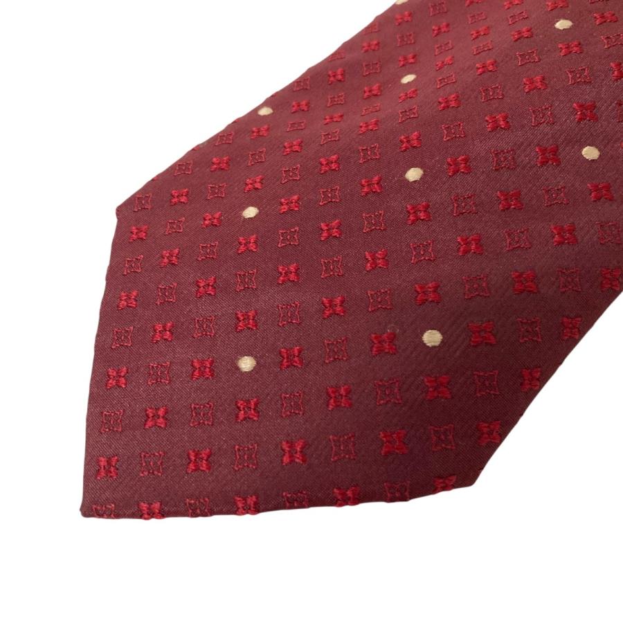 【極上美品】ルイヴィトン ネクタイ フラワー ドット モノグラム 赤色 総柄 LOUIS VUITTON（ルイ・ヴィトン） モノグラムフラワー 総柄シルク