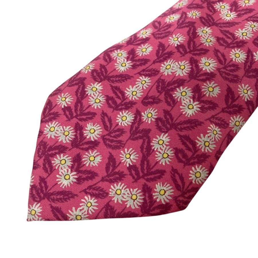 HERMES（エルメス） 花柄 総柄シルクネクタイ ピンク : カインドオル
