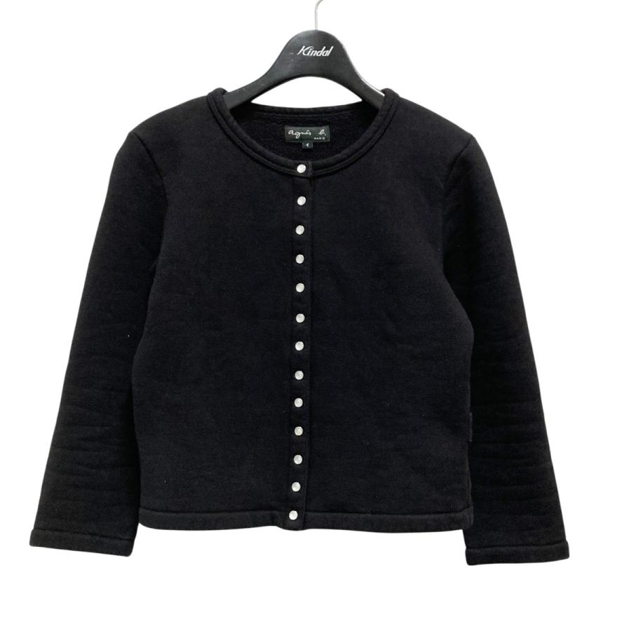 美品）限定値下agnes b コットンカーディガン プレッション ブラック 1 agnes b.（アニエスベー） カーディガン コットン ニット 長袖