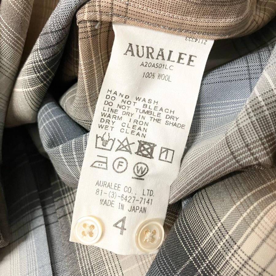 AURALEE（オーラリー） チェック長袖シャツ A20AS01LC グレー×ベージュ