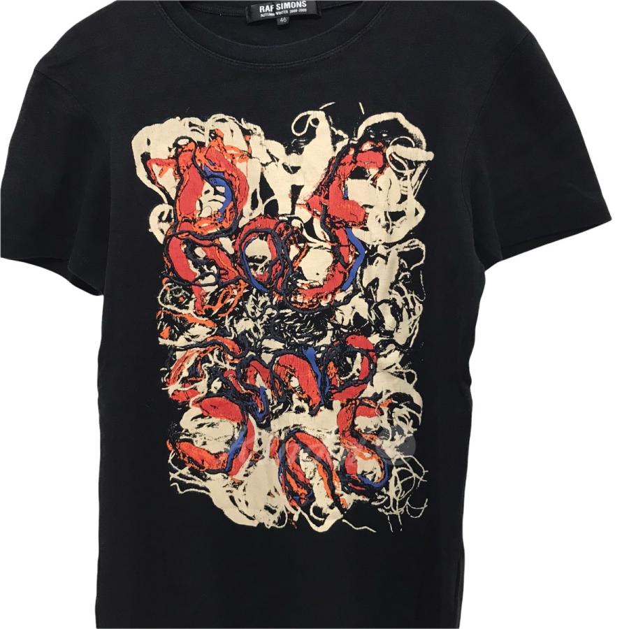 RAF SIMONS 【値下げ】RAF 08AW プリントTシャツ ブラック サイズ：46  