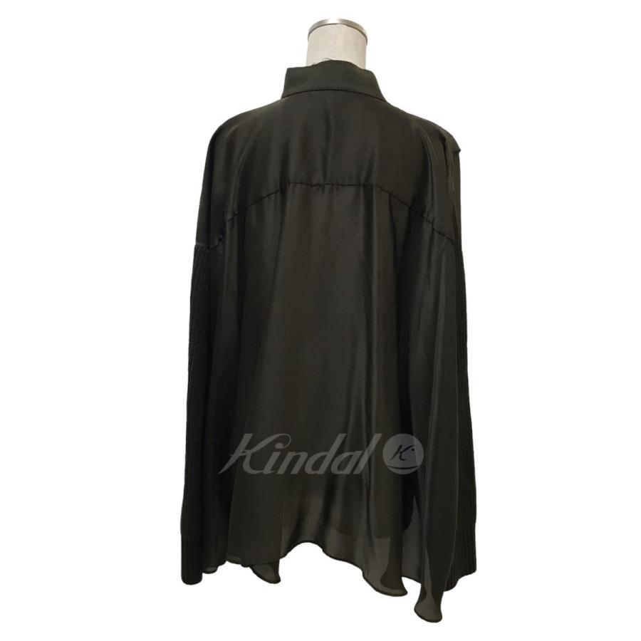 sacai 20AW「Solid Satin Blouse」アシンメトリーパネルニットセーター 