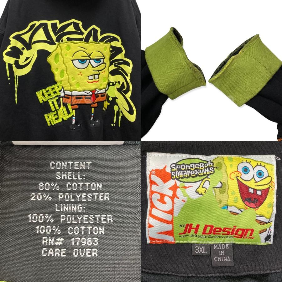 値下げ】JH Design スポンジボブジップパーカー ブラック サイズ：3XL 