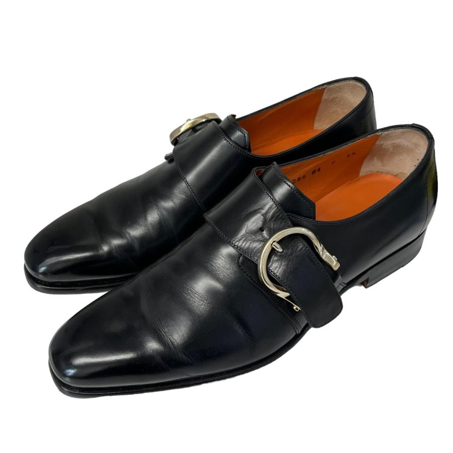 値下げ】SANTONI モンクストラップ レザーシューズ ブラック サイズ：6 