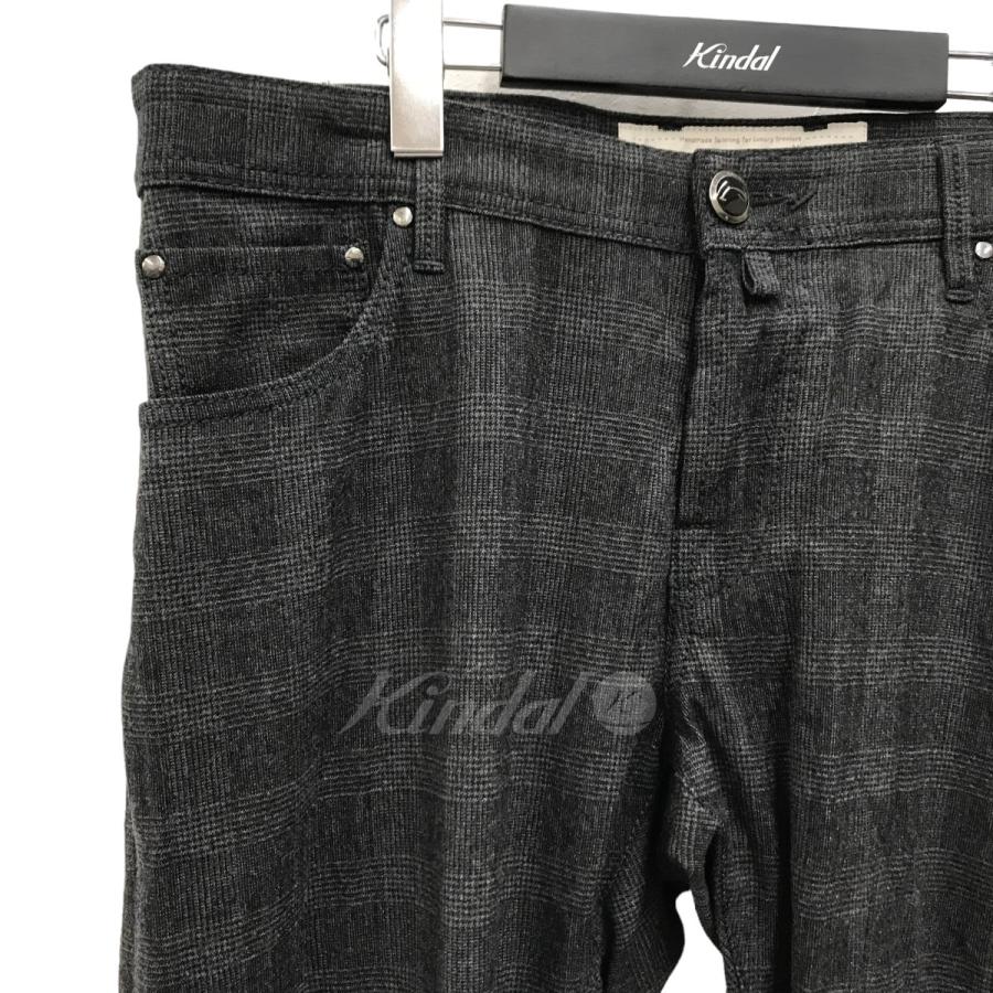 ヤコブ・コーエン JACOB COHEN ウールチェックスラックスパンツ J622 WOOL B COMF グレー サイズ：34｜kindal｜03