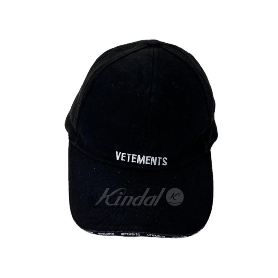 値下げ】VETEMENTS ロゴ刺繍 ベースボールキャップ ブラック サイズ 