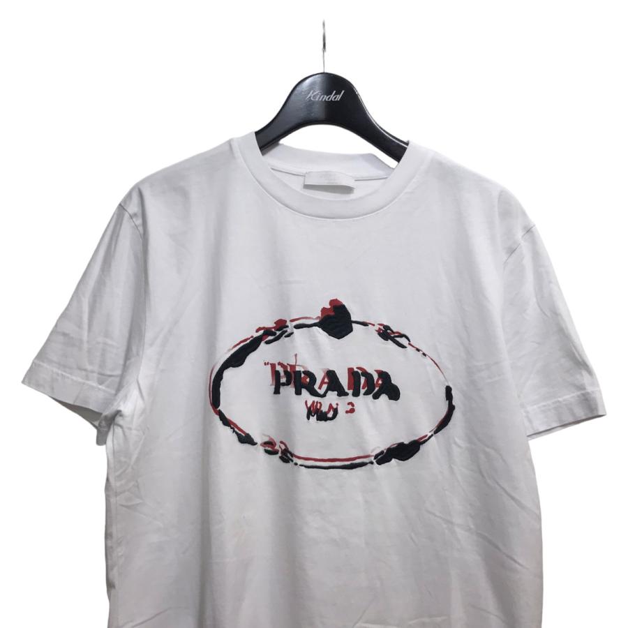 プラダ PRADA プリントTシャツ UJN555 ホワイト サイズ：L｜kindal｜02