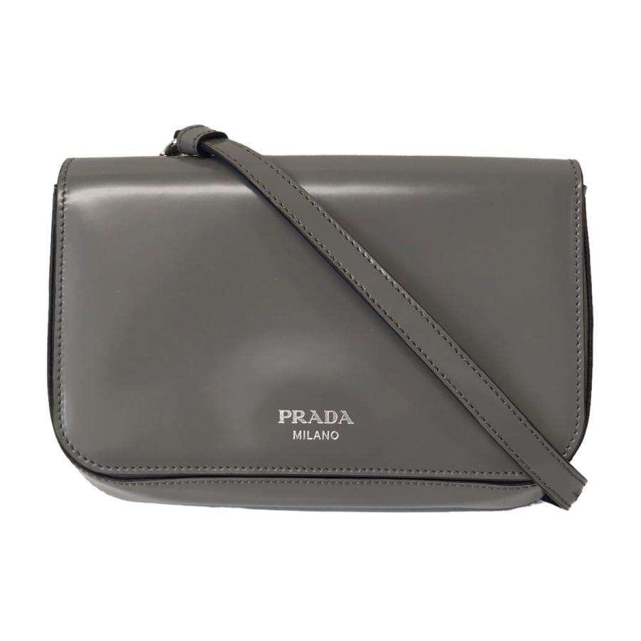 PRADA 【値下げ】PRADA ブラッシュドレザーショルダーバッグ グレー  