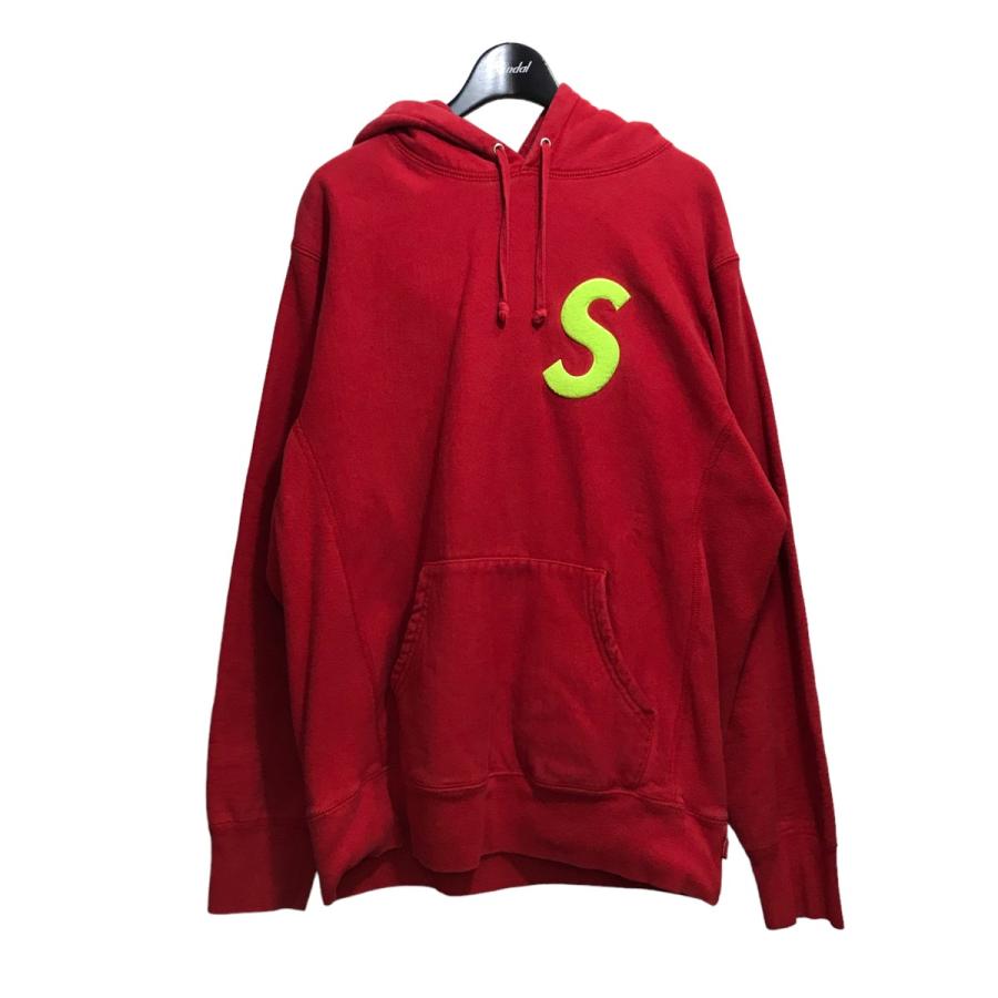 Supreme / 刺繍Sロゴ/パーカー/L/コットン/レッド Supreme ロゴ刺繍パーカー レッド S プルオーバー カジュアル オシャレ