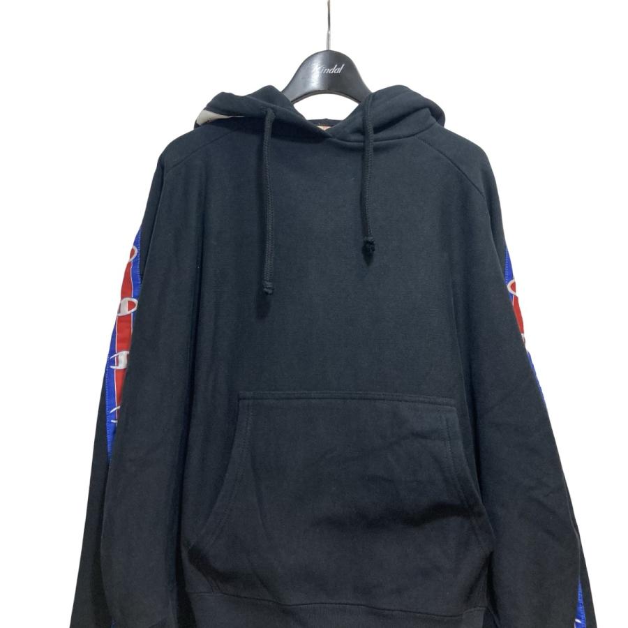 値下げ】VETEMENTS×Champion テープロゴスリーブプルオーバーパーカー 