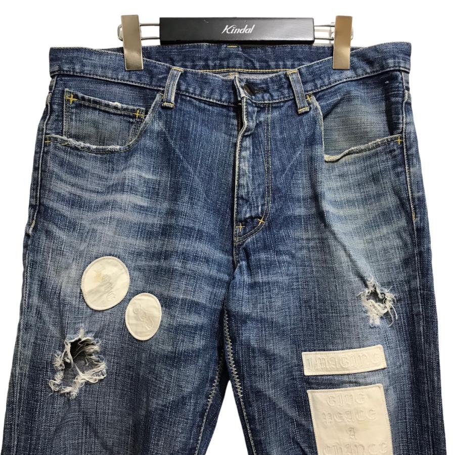 値下げ】NUMBER (N)INE 04AW ダメージ加工マルチワッペンデニムパンツ 