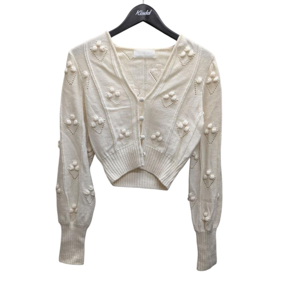 Mame Kurogouchi / マメクロゴウチ | Bubble Pattern Cropped Knitted Cardigan カーディガン | 1 | アイボリー | レディース 値下げ】mame kurogouchi 22AW Bubble Pattern Cropped Knitted