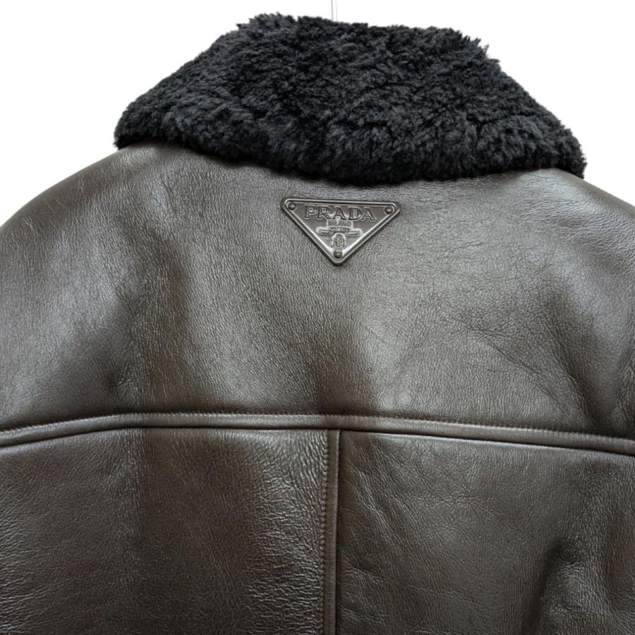 プラダ PRADA ムートンレザージャケット ブラウン サイズ：40の画像
