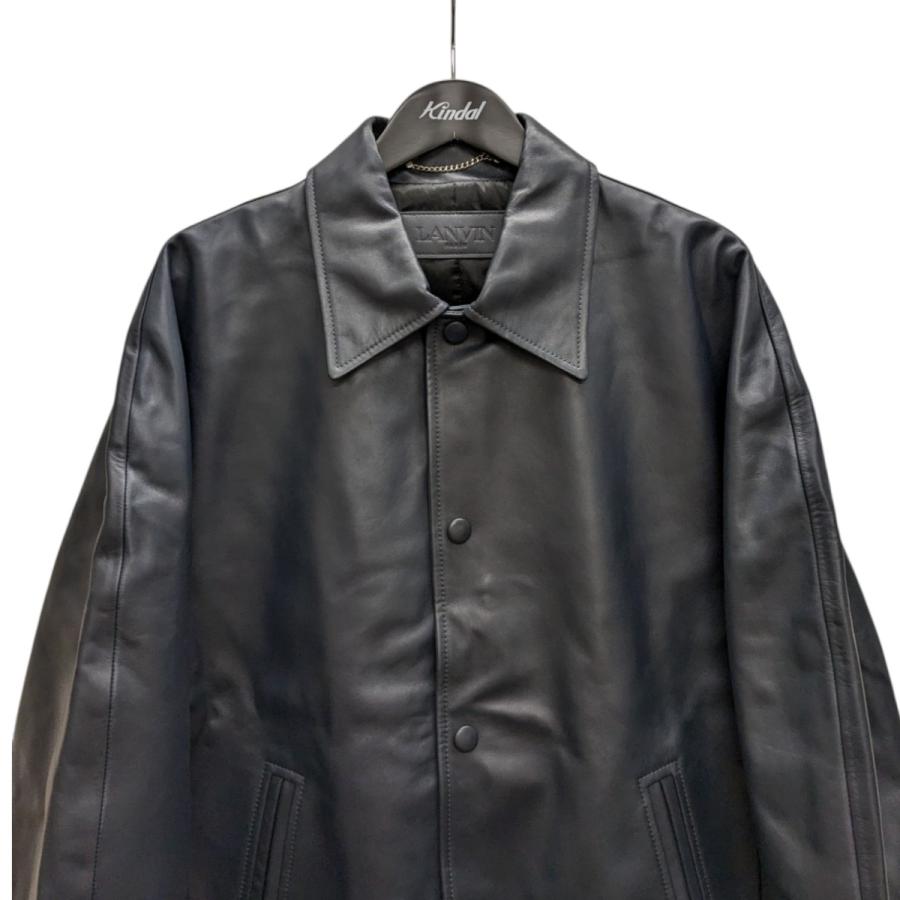 【値下げ】LANVIN カウ―レザージャケット RM-OU0208-L048-A23 ネイビー サイズ：48 (原宿店)の画像
