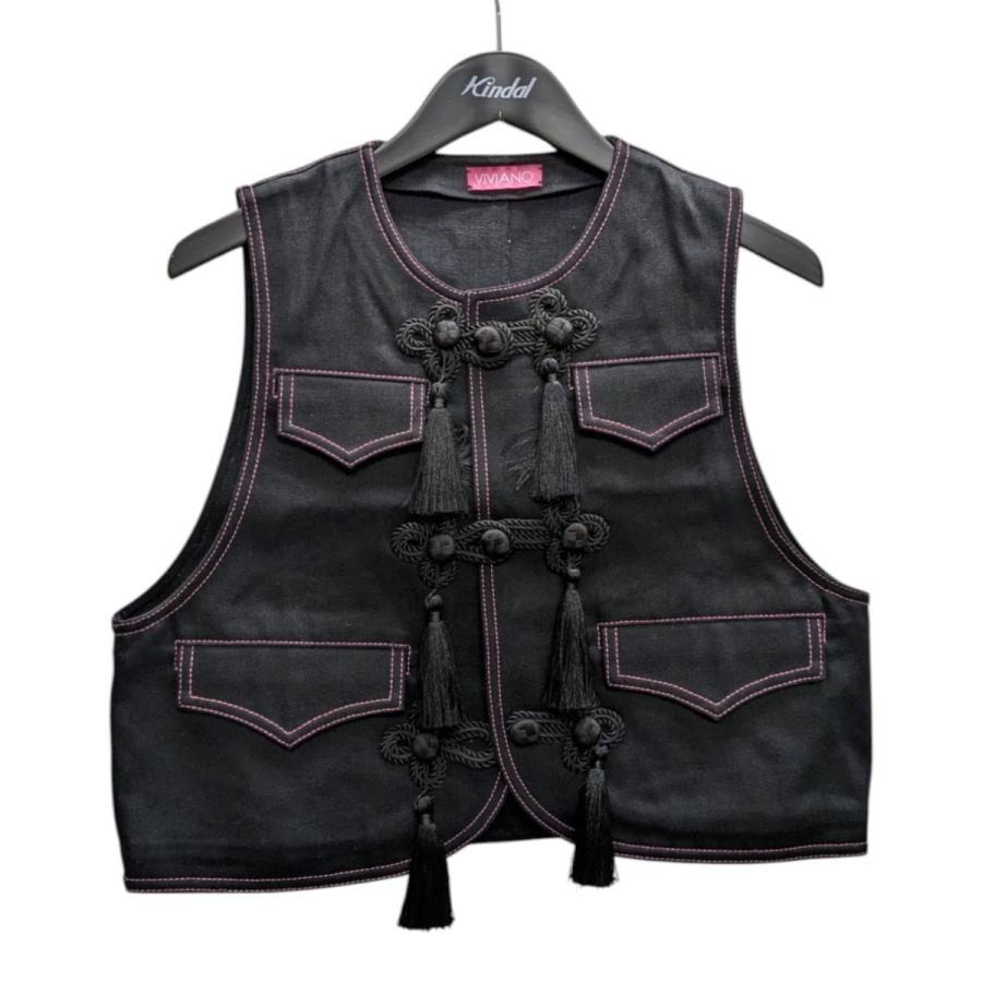 vv 【値下げ】VIVIANO 24AW SAMPLE チャイナデニムベスト ブラック
