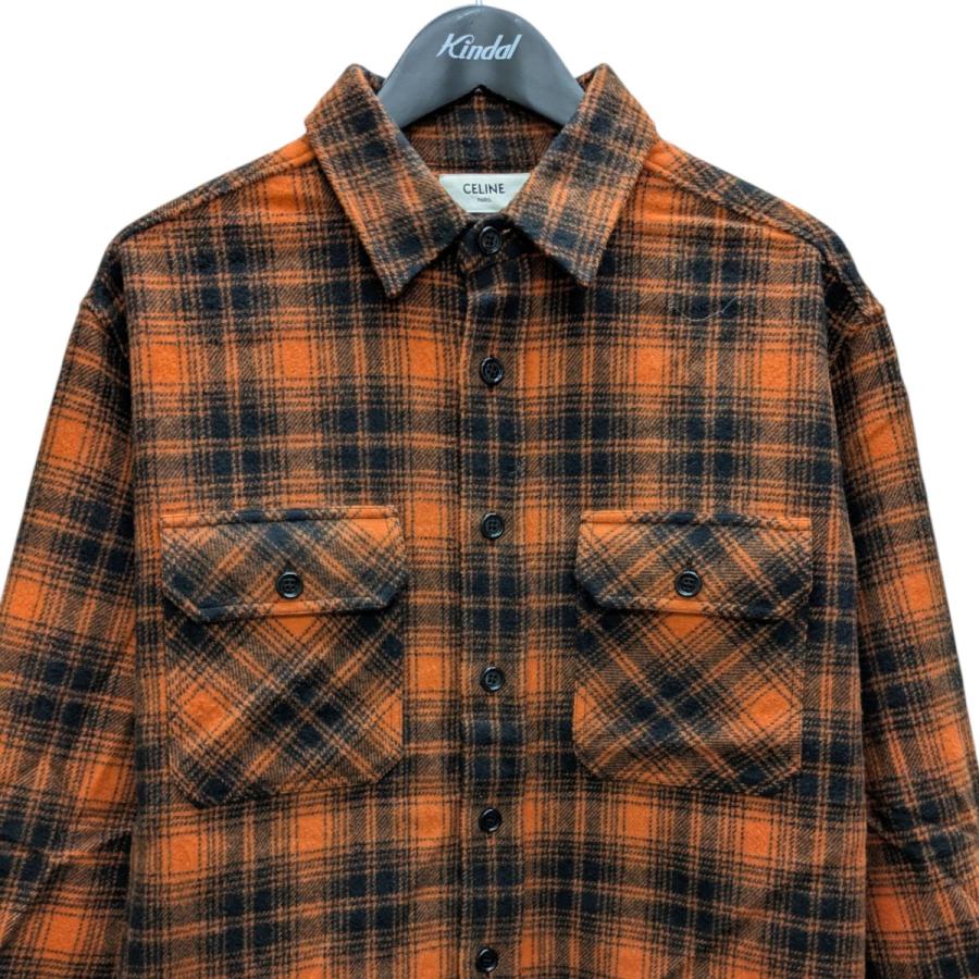 トップス CELINE 21AW Checked Wool Loose Shirts CELINE 21AW Checked Wool Loose Shirts