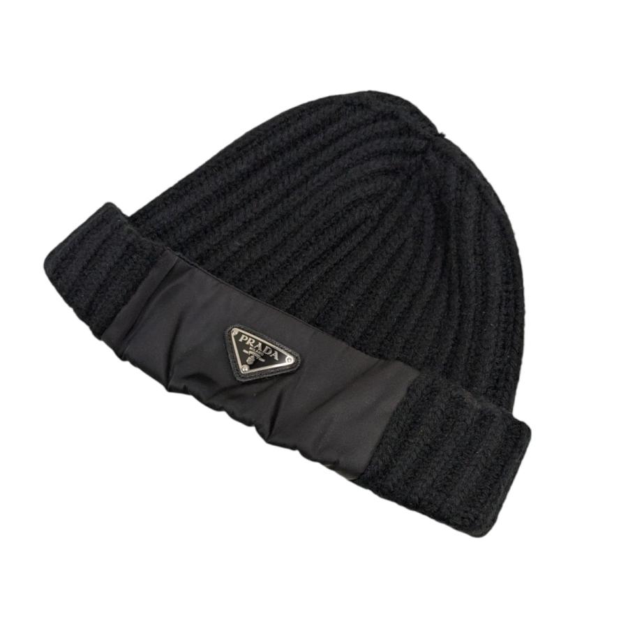 PRADA ブラック ニット帽 RE-NYLON
