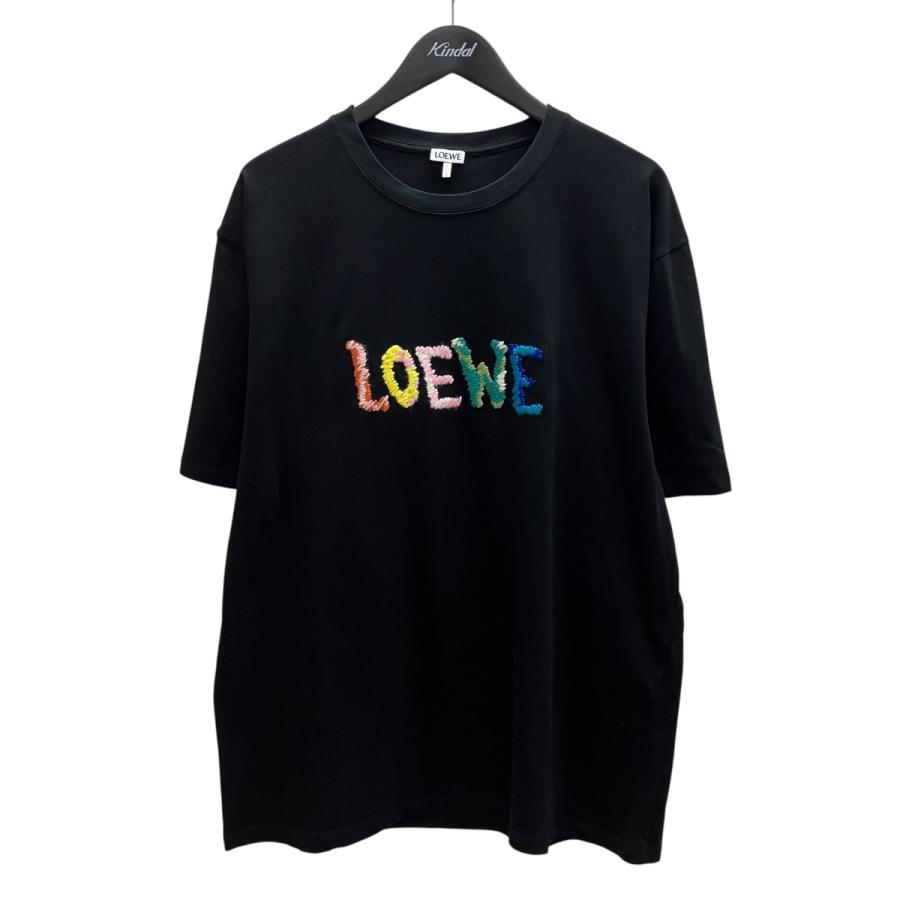 LOEWE ロエベ ブラック Tシャツ ロゴ刺繍 LOEWE ロエベ アナグラム刺繍 Tシャツ/L/コットン/BLK 黒｜Yahoo トップス