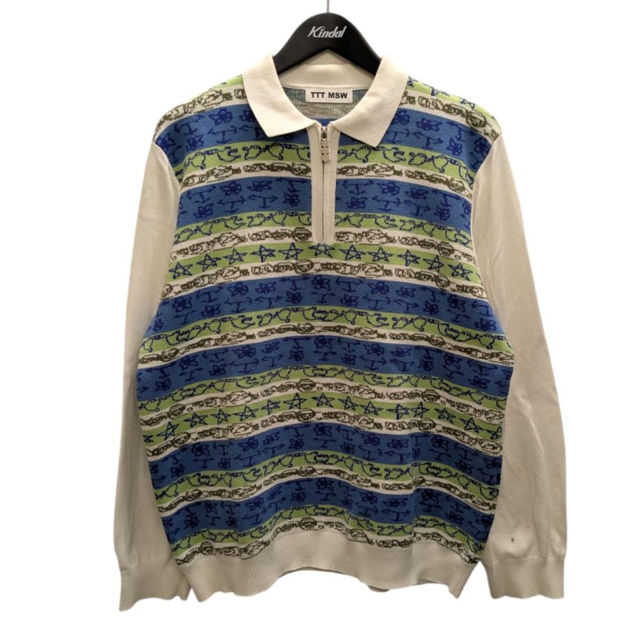 ティーモダンストリートウエア TTT MSW ハーフジップニット ブルー