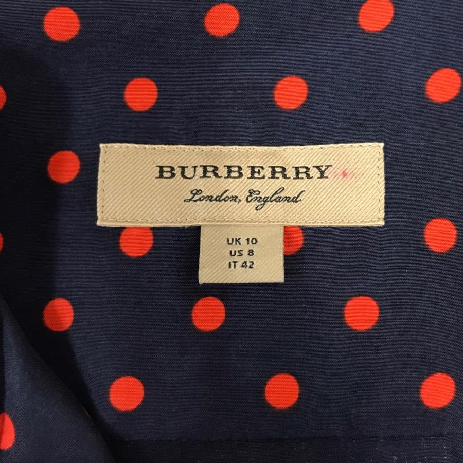 BURBERRY（バーバリー） シルクワンピース ネイビー×レッド サイズ：42