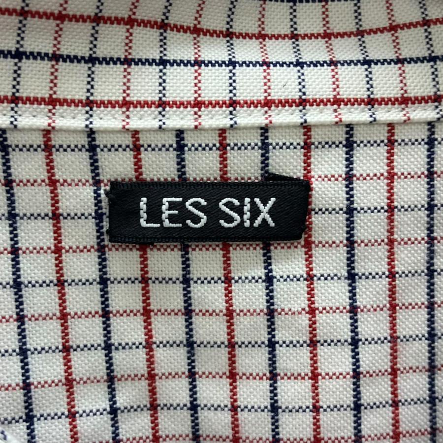 LES SIX（レシス） アシンメトリーストライプシャツ ホワイト×レッド