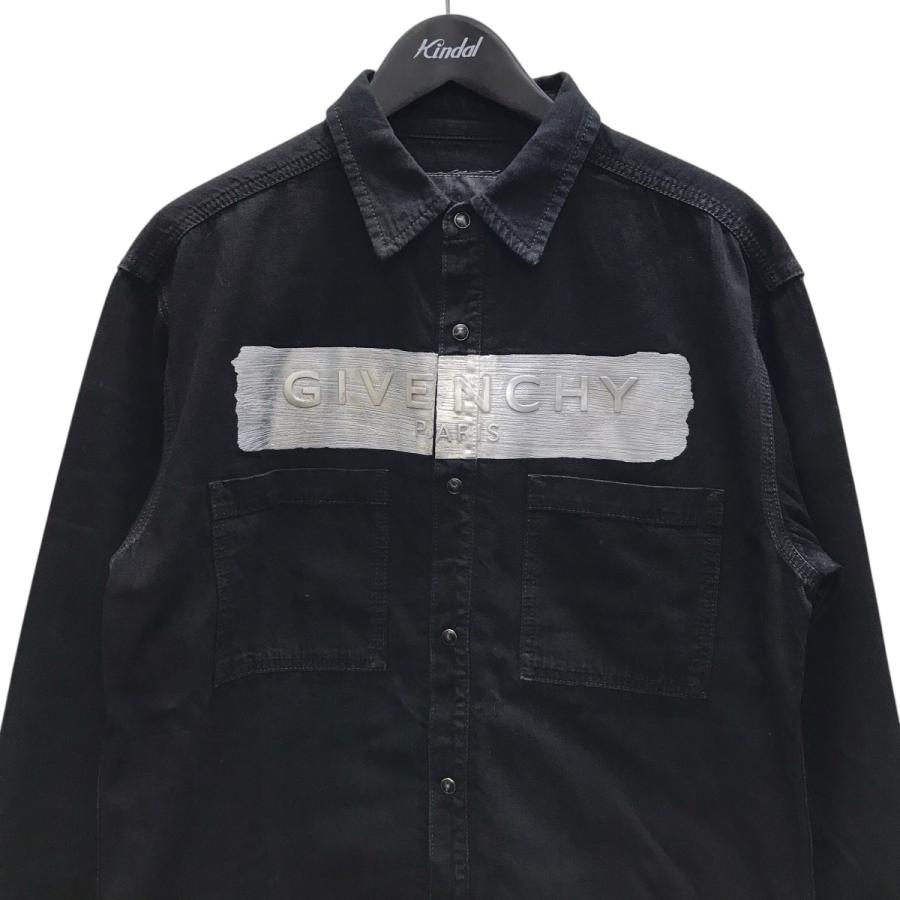 極美品 GIVENCHY ジバンシー 長袖 シャツ ロゴ刺繍 近年タグ ブラック GIVENCHY（ジバンシィ） フロントロゴ長袖シャツ ブラック サイズ：S