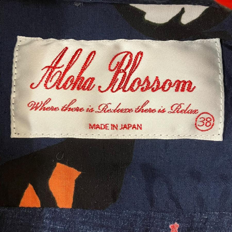 aloha blossom アロハブロッサム アロハシャツ ネイビー サイズ：38