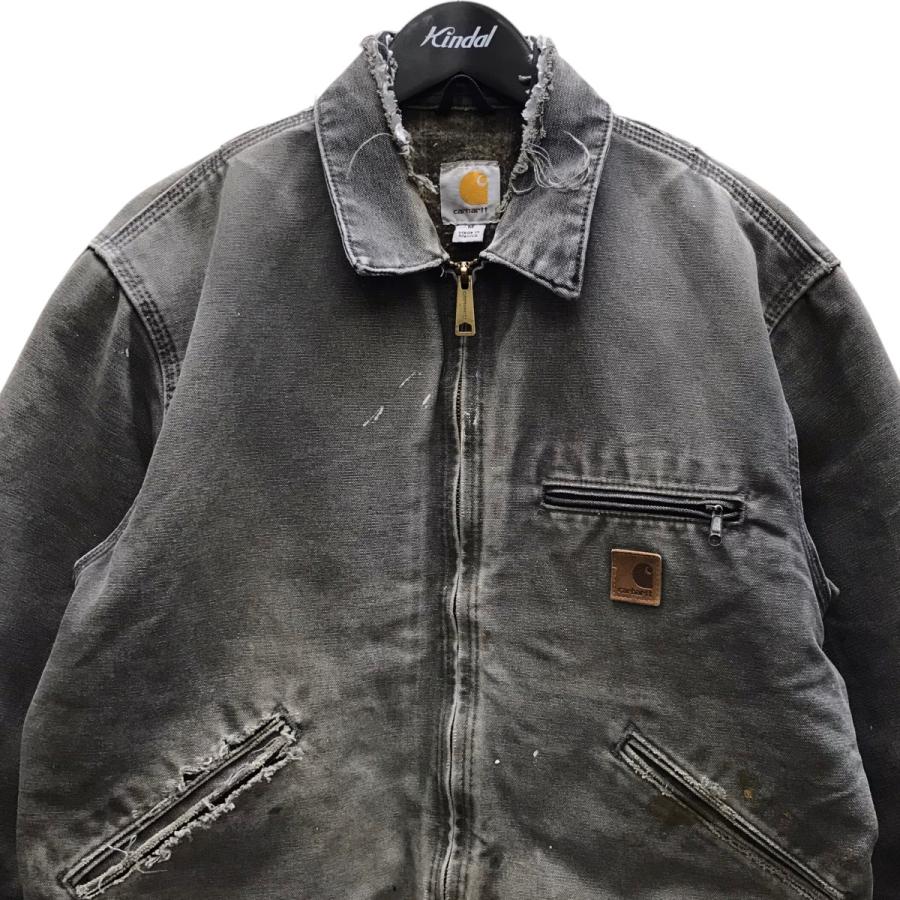 Carhartt デトロイトジャケット レザーパッチ ぺトロール グレー 革ロゴ 超雰囲気 Carhartt デトロイトジャケット ぺトロール グレー 革パッチ