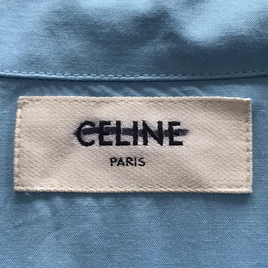CELINE（セリーヌ） ルーズボーリングシャツ ロゴ刺繍 半袖シャツ ブ