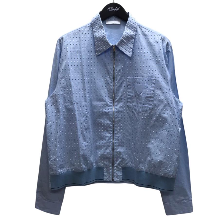 PRADA（プラダ） スタッズジップアップシャツジャケット ブルー サイズ