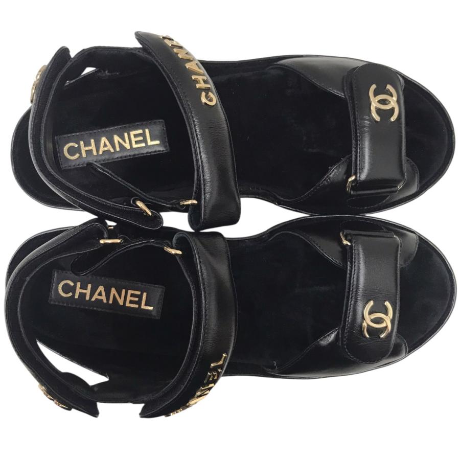CHANEL（シャネル） ロゴサンダル ブラック サイズ：40 : カインドオル