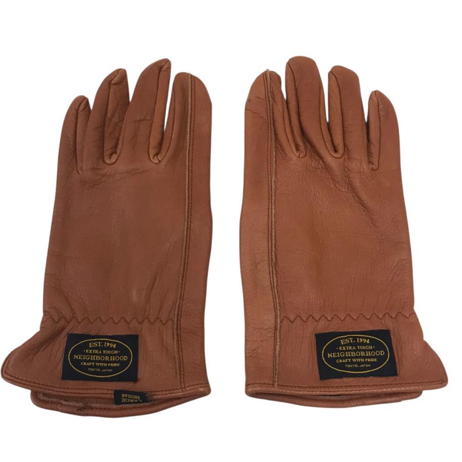 NEIGHBORHOOD（ネイバーフッド） レザーグローブ オレンジ サイズ：L
