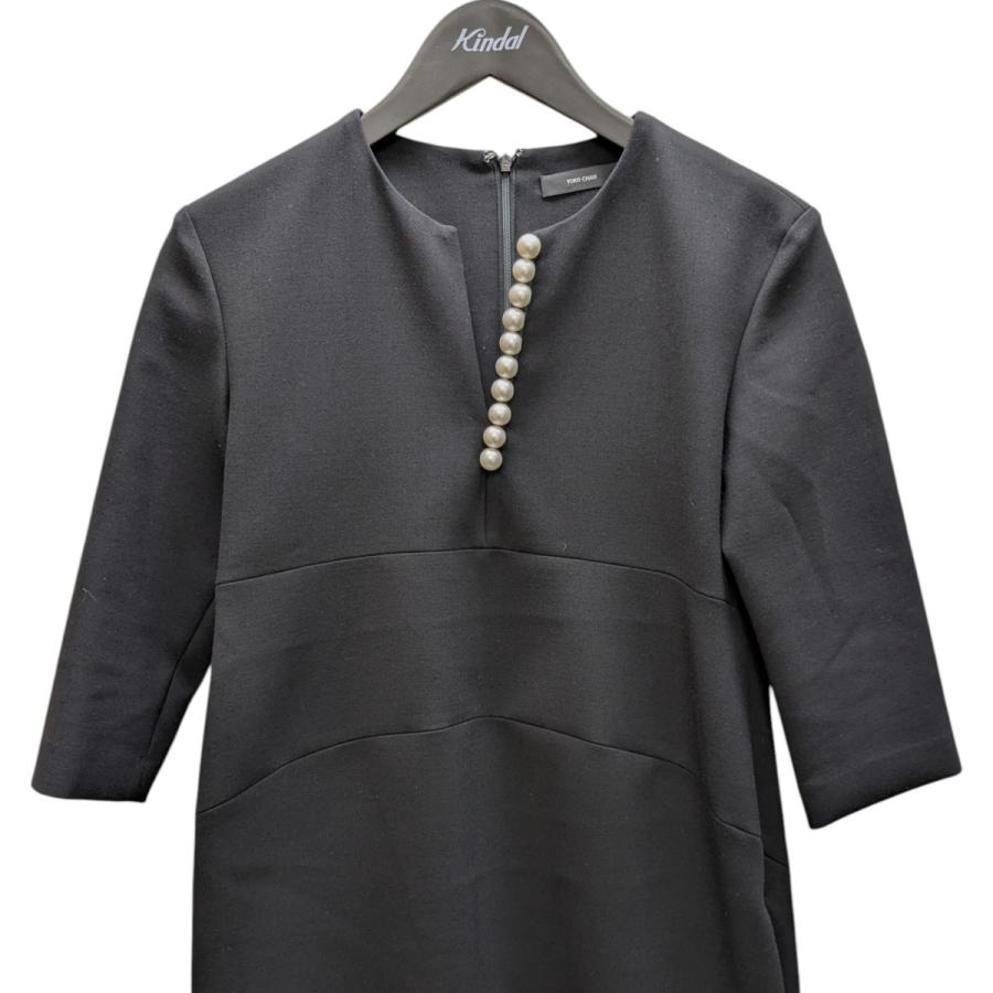 新品　国内百貨店購入　ヨーコチャン　YOKO CHAN パールワンピース　38 YOKO CHAN（ヨーコチャン） フェイクパールワンピース ブラック サイズ