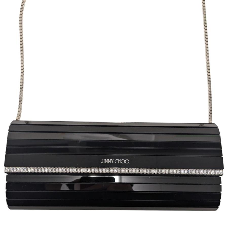 【良品】JIMMY CHOO ブラック クラッチバッグ チェーン付き JIMMY CHOO（ジミーチュウ） 【値下げ】JIMMY CHOO チェーンアクリル