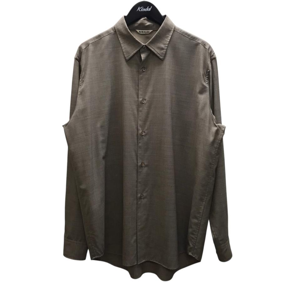 【美品】AURALEEオーラリー ベージュ　長袖シャツ　サイズ3 AURALEE（オーラリー） AURALEE SUPER FINE TROPICAL WOOL SHIRT 長袖