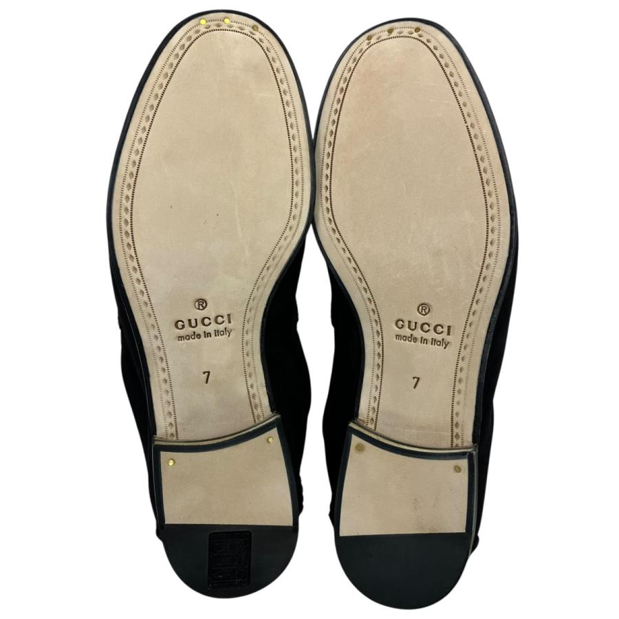 GUCCI（グッチ） ホースビットスエードローファー ブラック サイズ：7