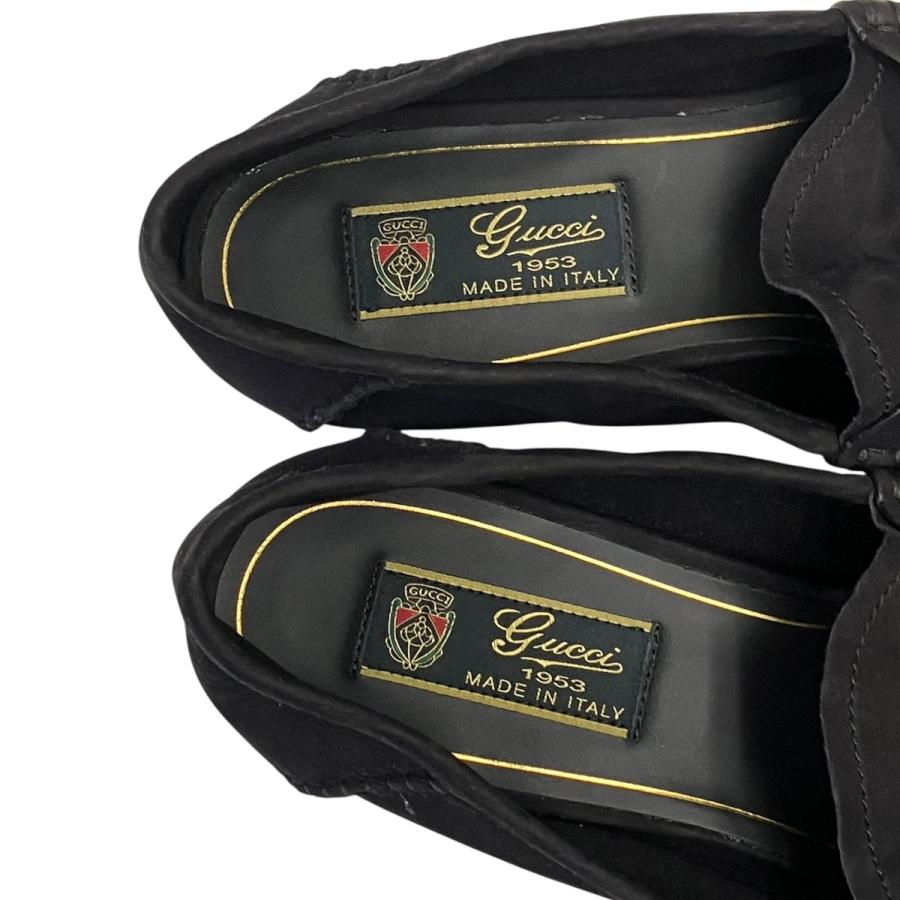 GUCCI（グッチ） ホースビットスエードローファー ブラック サイズ：7