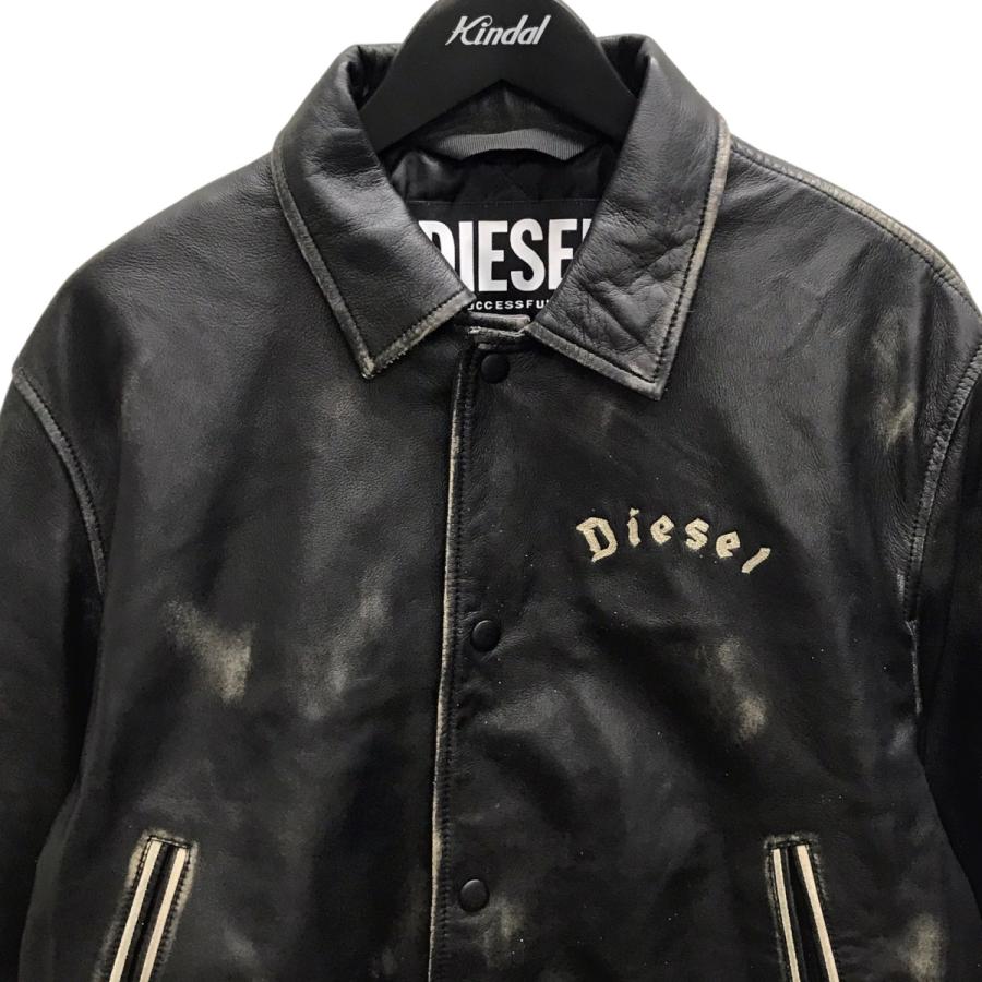美品　DIESEl ディーゼル ラムレザー　スタジャン　スカジャン ブラック　L DIESEL（ディーゼル） 【値下げ】DIESEL NEW-LAKER-LE スタジャン