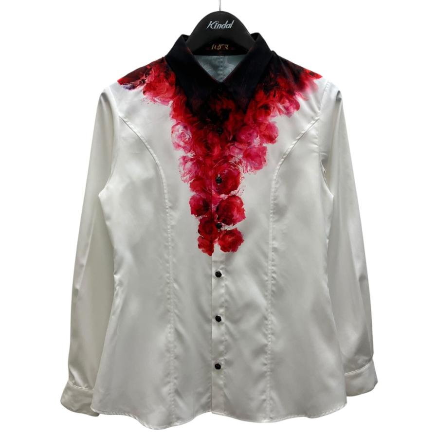 ハザマ×ファントムシータ　鮮烈に滲む狂気のシャツブラウス　白　XL 値下げ】hazama ファントムシータ 長袖シャツ 鮮烈に滲む狂気のシャツ