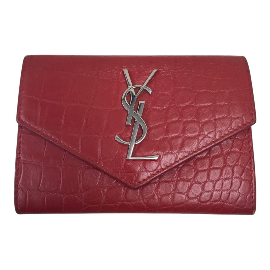 ❤️Yves Saint 2 Laurent Saint Yves Laurent（イヴ・サンローラン） Saint Yves レッド❤️ 二つ折り財布 Laurent 小物