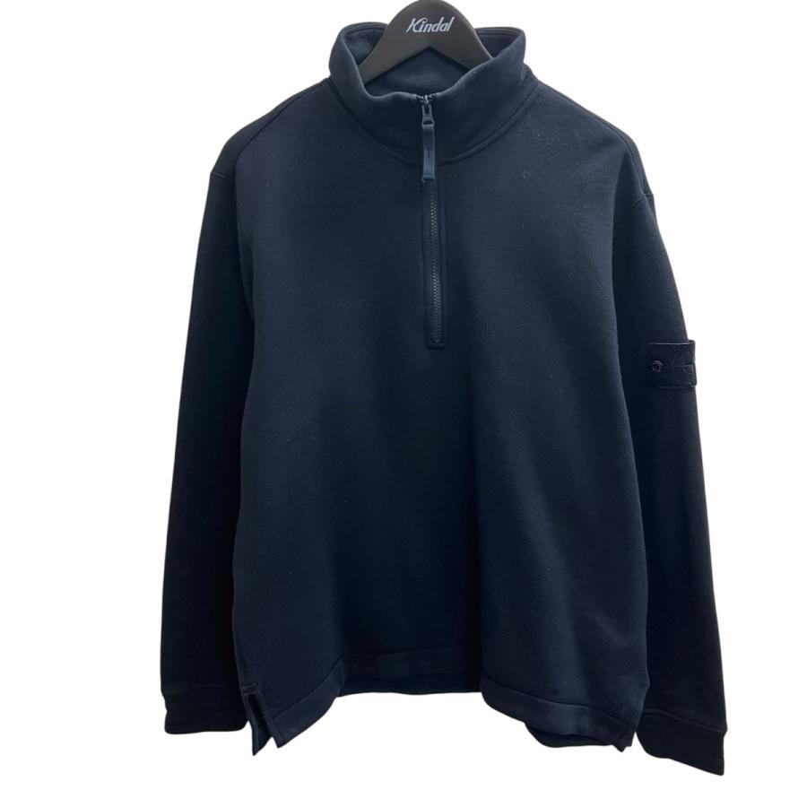 Stone  ジップアップニット ハーフジップ 美品 ブラック M STONE ISLAND（ストーン アイランド） ハーフジップスウェット