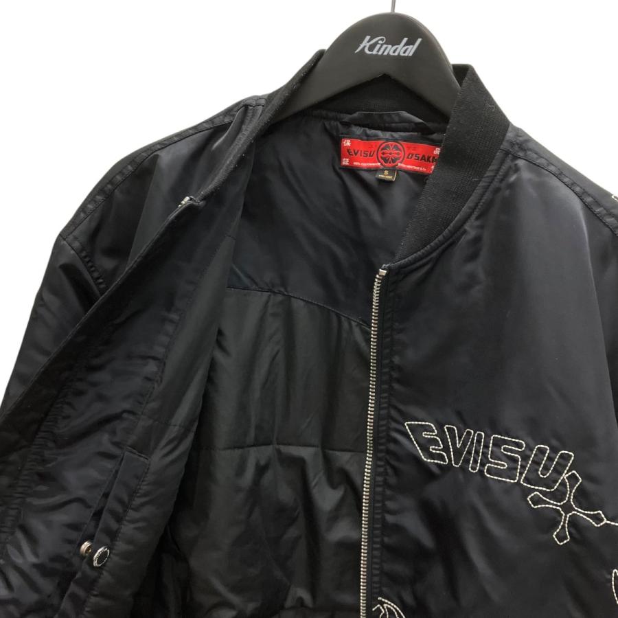 エヴィス EVISU Black Embroidered Bomber Jacket MA-1ジャケット