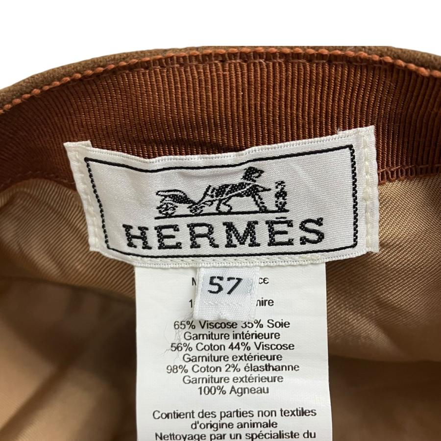 エルメス　HERMES　帽子　サイズ57 HERMES（エルメス） キャップ ブラウン サイズ：57 : カインドオル