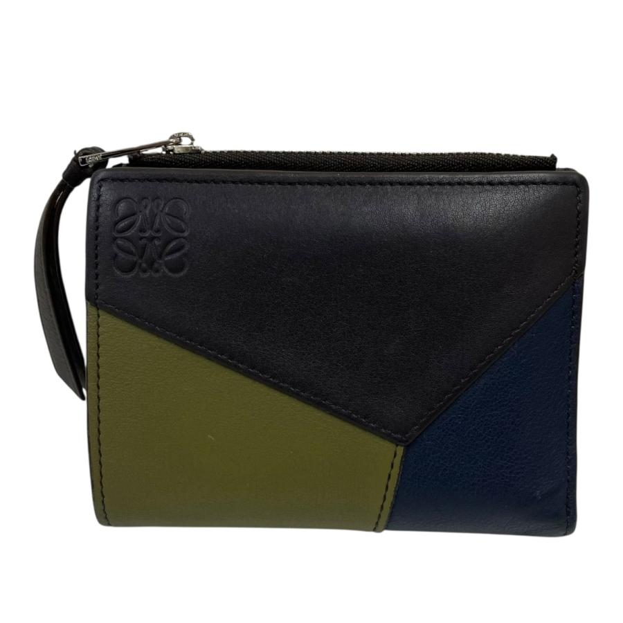 LOEWE 三つ折り財布 グリーンとブラウン LOEWE（ロエベ） 財布 ブラウン×グリーン×ネイビー : カインドオル